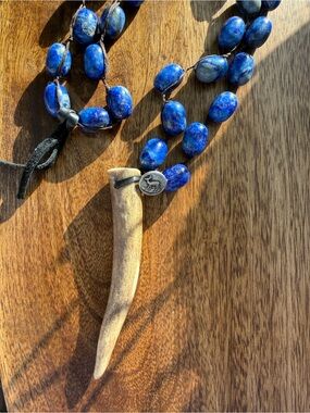 Love Tokens Blue Stone & Antler Statement Necklace